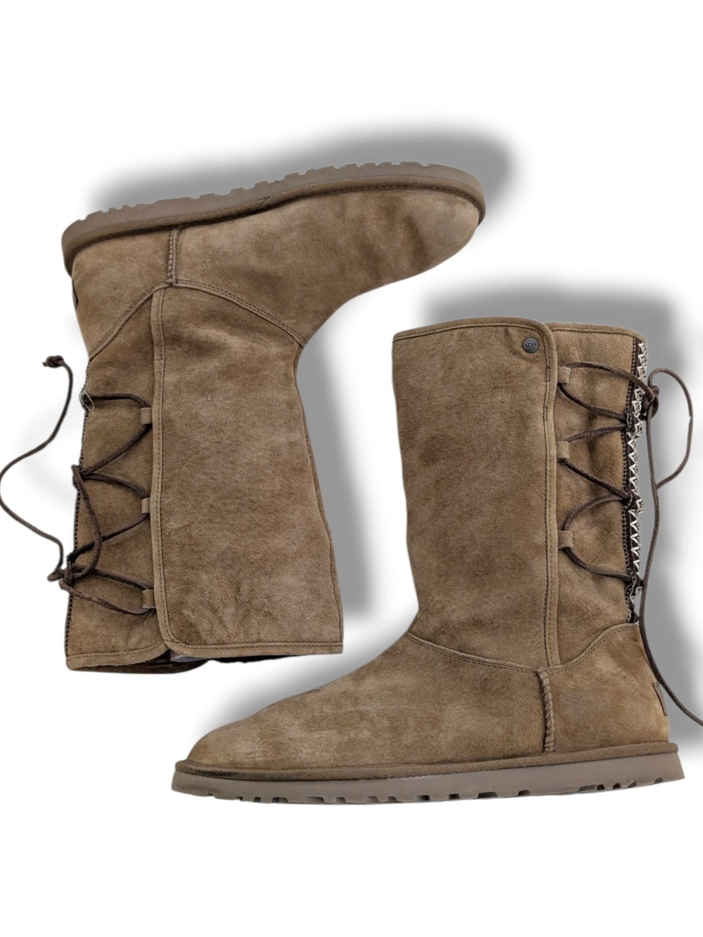 UGG Tall Braided Tasman Boots Chestnut Brown Women’s Size 10